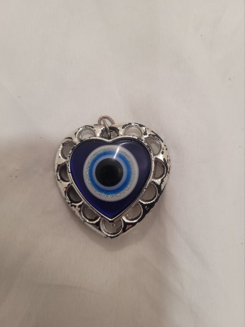 Evil Eye Heart Pendant Necklace - Blue Glass Protection Charm